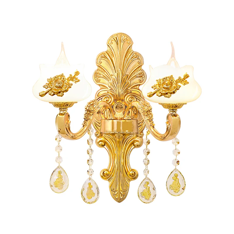 Verweerde zinkkleurige wandlamp Vintage imitatie Jade gang wandlamp met kristallen accent Clearhalo