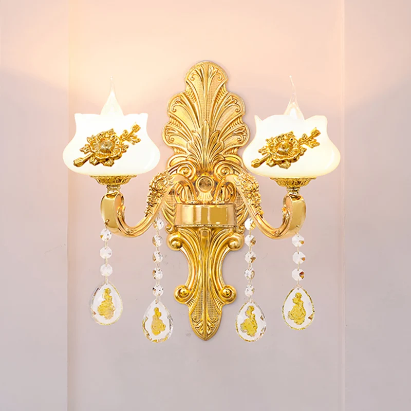 Verweerde zinkkleurige wandlamp Vintage imitatie Jade gang wandlamp met kristallen accent Clearhalo