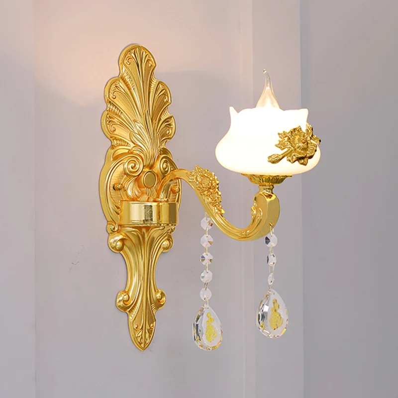 Verweerde zinkkleurige wandlamp Vintage imitatie Jade gang wandlamp met kristallen accent Clearhalo