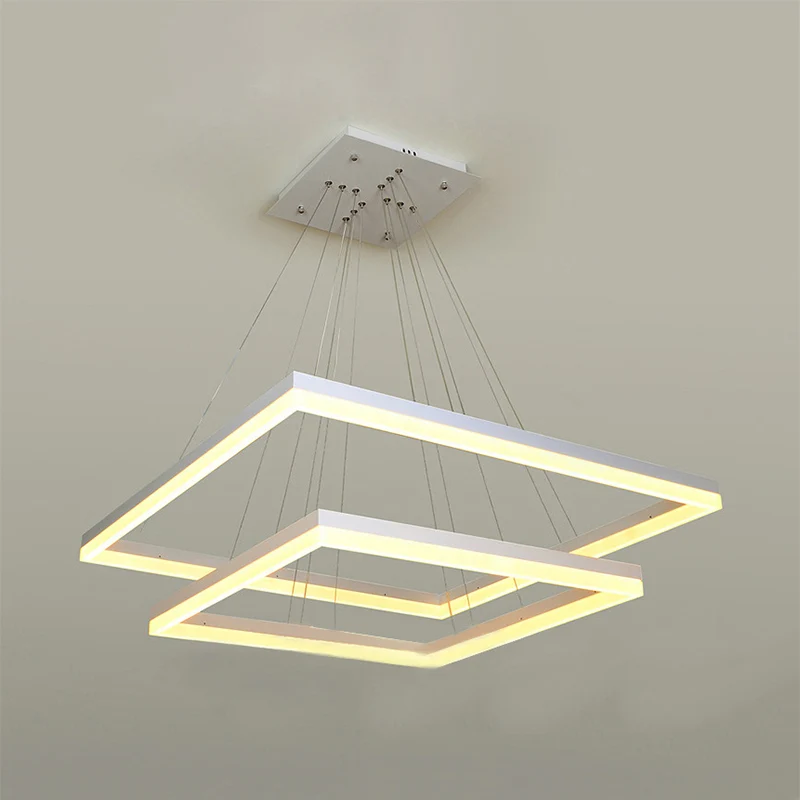 Vierkant acryl kroonluchter licht modernisme 1/2/3-kops witte plafondlamp warm/wit licht Clearhalo