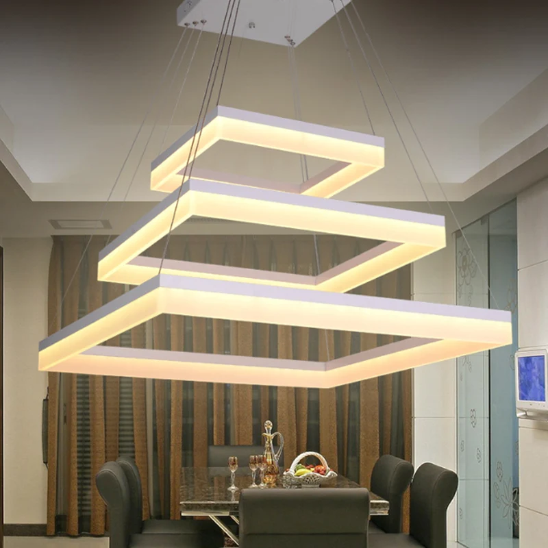 Vierkant acryl kroonluchter licht modernisme 1/2/3-kops witte plafondlamp warm/wit licht Clearhalo