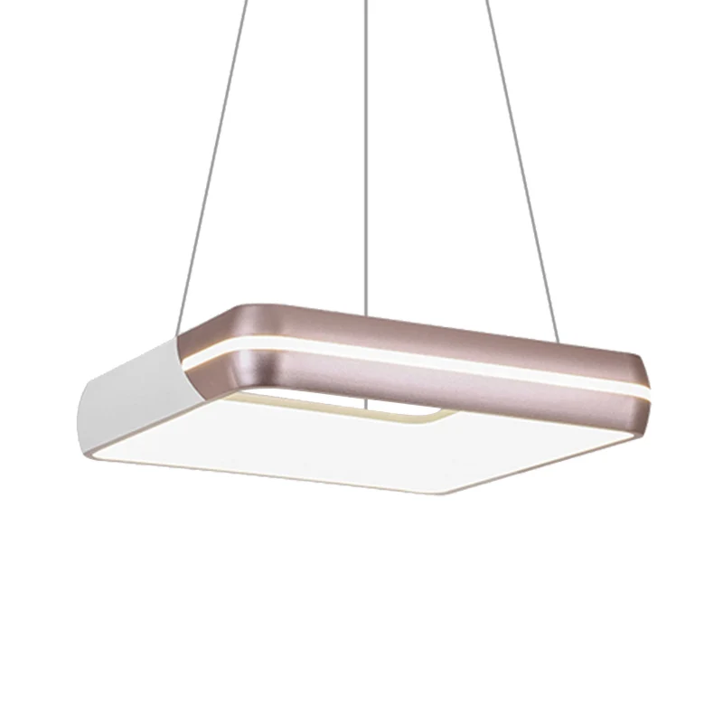 Vierkante hangende verlichting Moderne metalen LED Rose Gold Suspension hanglamp voor eetkamer Clearhalo