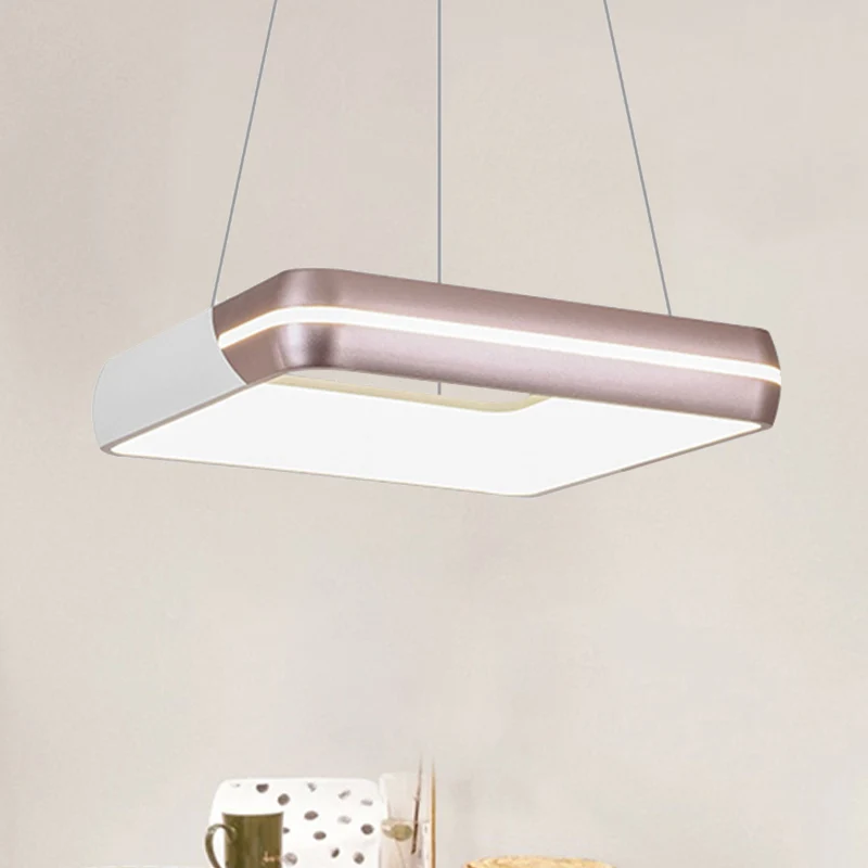 Vierkante hangende verlichting Moderne metalen LED Rose Gold Suspension hanglamp voor eetkamer Clearhalo