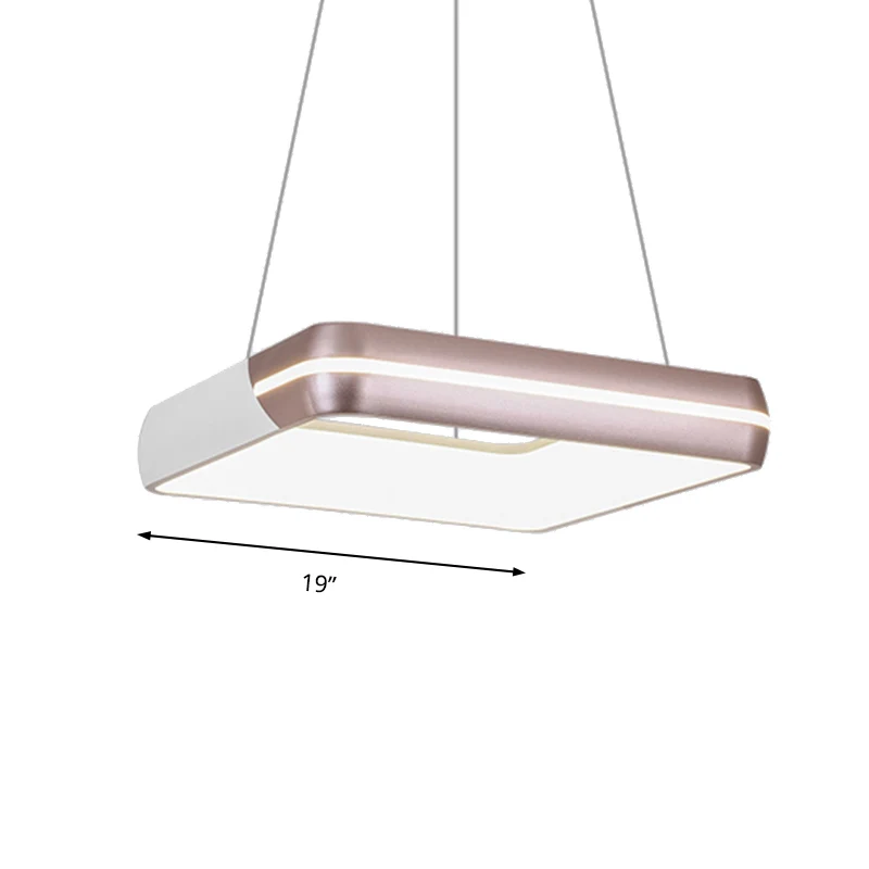 Vierkante hangende verlichting Moderne metalen LED Rose Gold Suspension hanglamp voor eetkamer Clearhalo