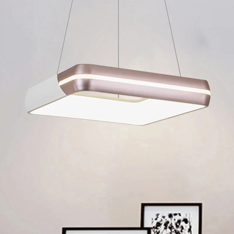 Vierkante hangende verlichting Moderne metalen LED Rose Gold Suspension hanglamp voor eetkamer Clearhalo