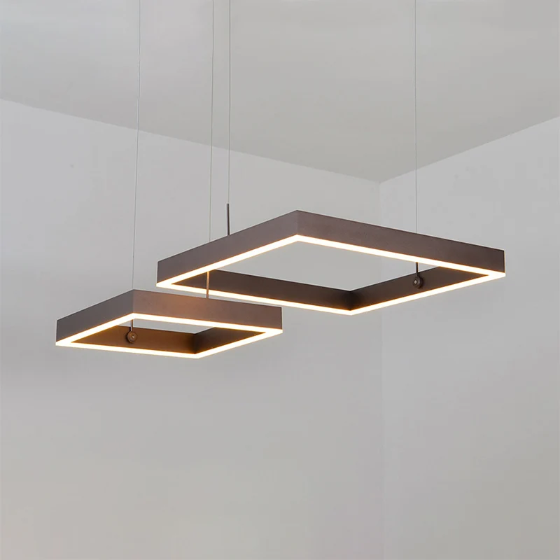 Vierkante kroonluchter licht eigentijds acryl LED 2/3 lichts bruin slaapkamer plafondhanger warm/wit licht Clearhalo