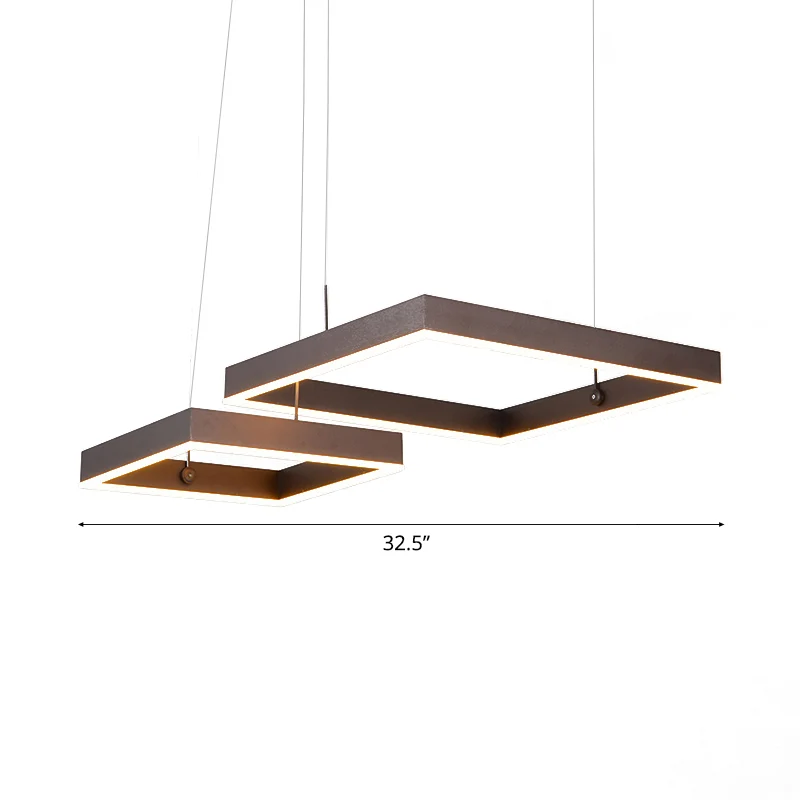 Vierkante kroonluchter licht eigentijds acryl LED 2/3 lichts bruin slaapkamer plafondhanger warm/wit licht Clearhalo