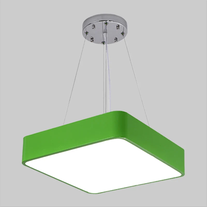 Vierkante kroonluchterlamp voor kleuterschool, acryl LED-hanglampset Scandinavische stijl geel/rood/blauw Clearhalo