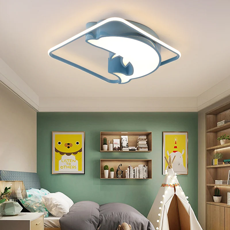 Vierkante LED-plafondmontagelamp Dierenacryl-plafondlamp met dolfijn voor jongensmeisjesslaapkamer Clearhalo