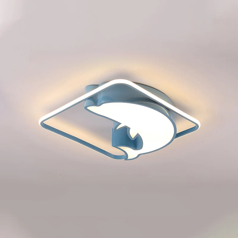 Vierkante LED-plafondmontagelamp Dierenacryl-plafondlamp met dolfijn voor jongensmeisjesslaapkamer Clearhalo
