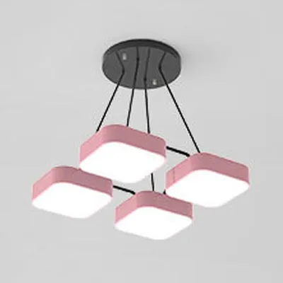 Vierkante schaduw kleuterschool kroonluchter acryl Macaron-stijl hanglamp Clearhalo
