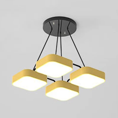 Vierkante schaduw kleuterschool kroonluchter acryl Macaron-stijl hanglamp Clearhalo