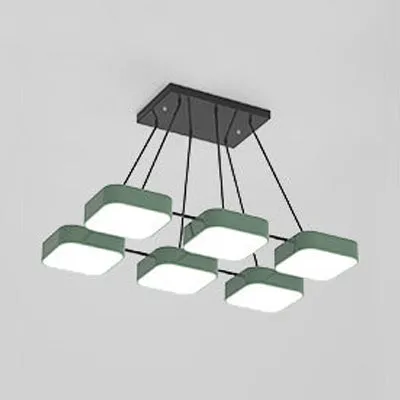 Vierkante schaduw kleuterschool kroonluchter acryl Macaron-stijl hanglamp Clearhalo