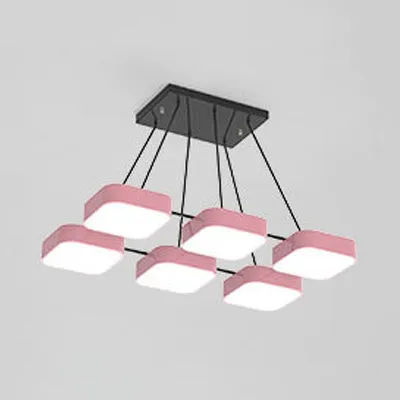 Vierkante schaduw kleuterschool kroonluchter acryl Macaron-stijl hanglamp Clearhalo