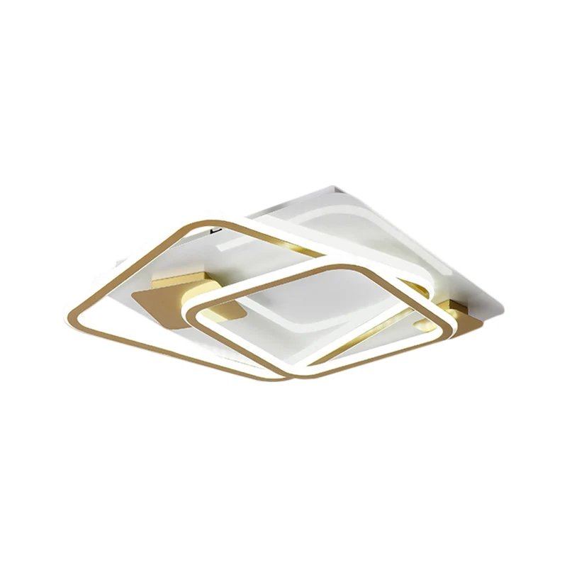 Vierkante slaapkamer plafondverlichting Metaal LED Eenvoud Semi-inbouwlamp goud Clearhalo