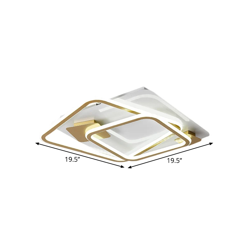 Vierkante slaapkamer plafondverlichting Metaal LED Eenvoud Semi-inbouwlamp goud Clearhalo