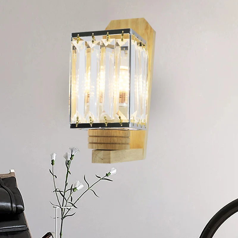 Vierkant/wereldbol helder kristal schanslicht minimalistisch 1 hoofd woonkamer wandverlichtingsarmatuur Clearhalo