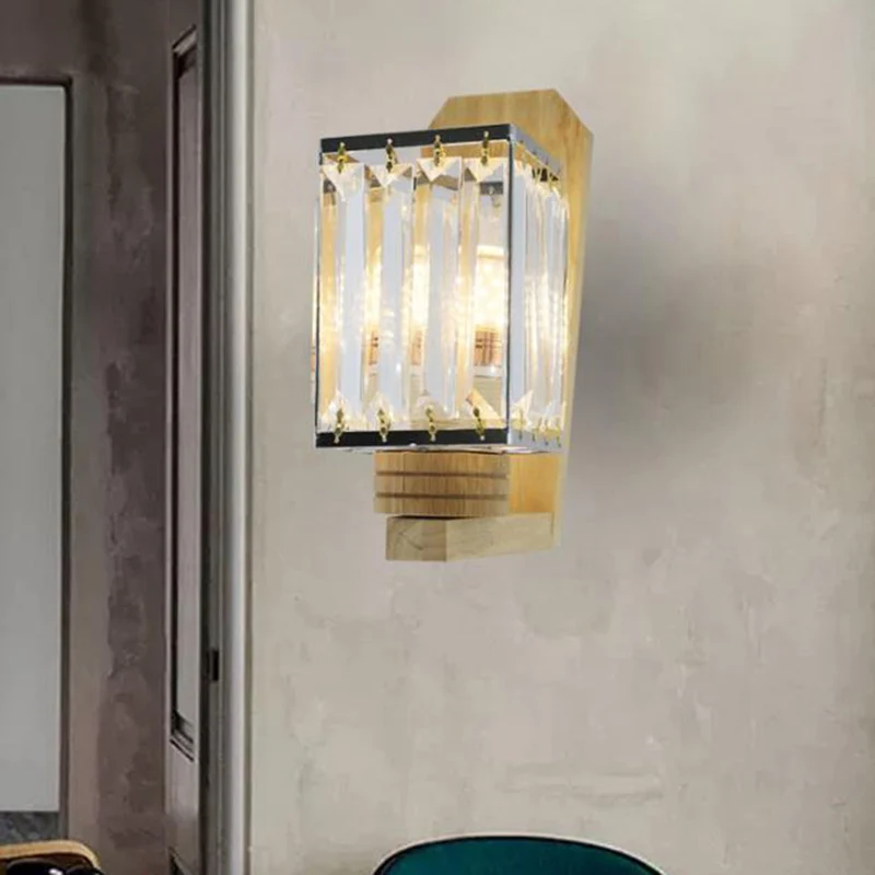 Vierkant/wereldbol helder kristal schanslicht minimalistisch 1 hoofd woonkamer wandverlichtingsarmatuur Clearhalo