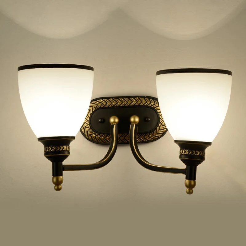 Vintage Bell Wandkandelaar Verlichting Opaal Glazen Wandlamp Zwart voor Gang Clearhalo
