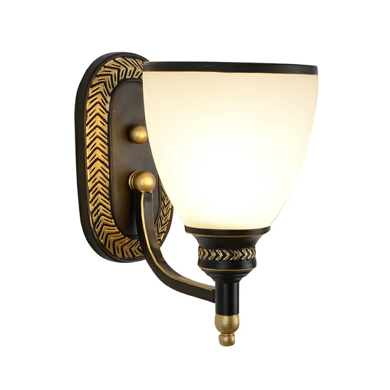 Vintage Bell Wandkandelaar Verlichting Opaal Glazen Wandlamp Zwart voor Gang Clearhalo