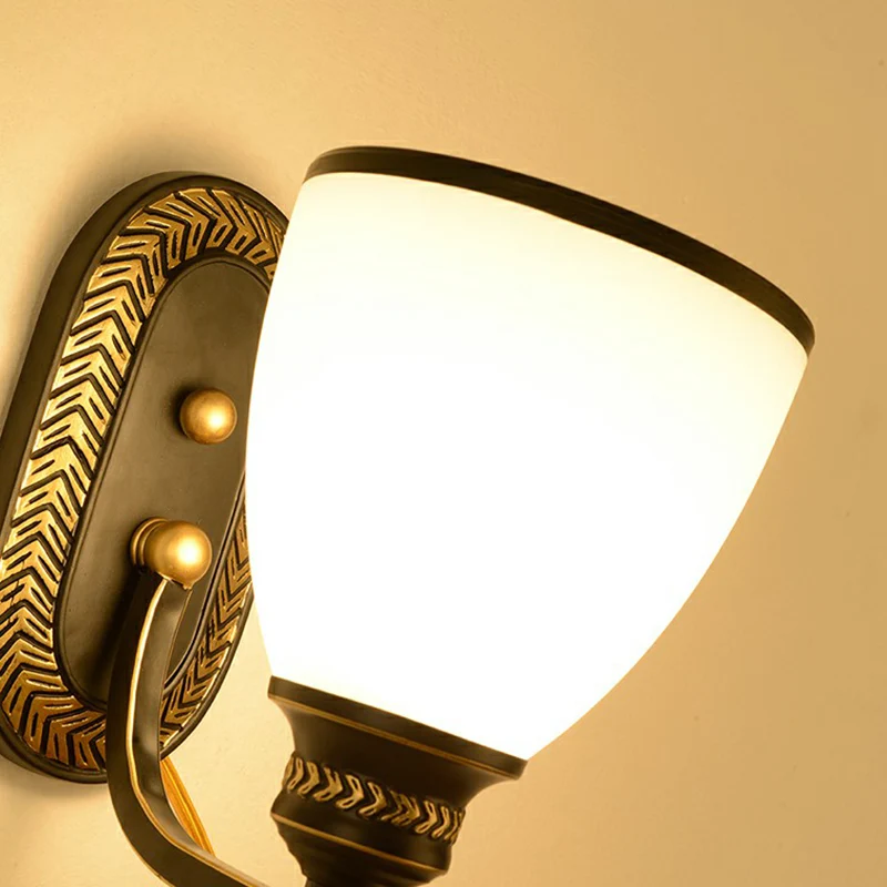 Vintage Bell Wandkandelaar Verlichting Opaal Glazen Wandlamp Zwart voor Gang Clearhalo