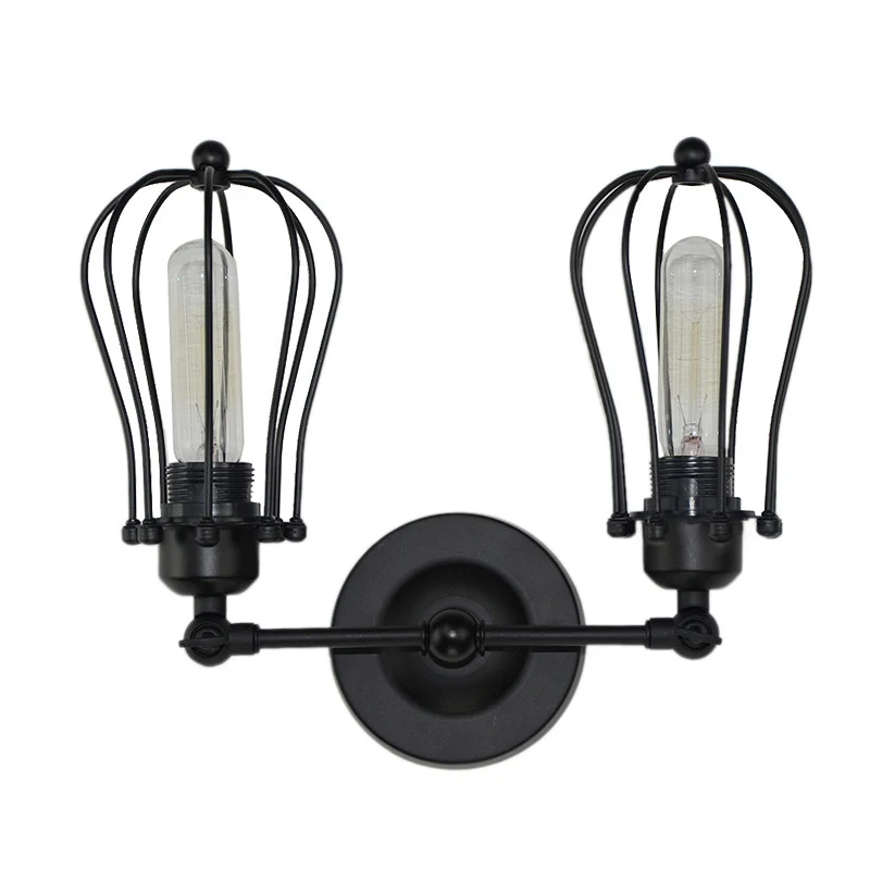 Vintage dubbele ijdelheid verlichting industriële stijl wandlamp voor slaapkamer badkamer Clearhalo