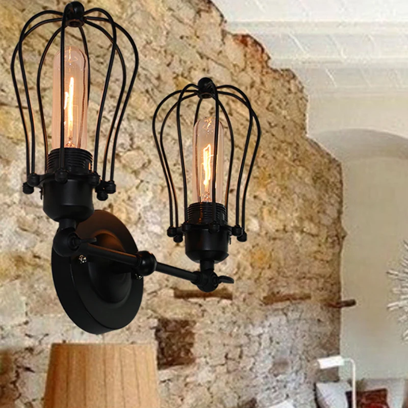 Vintage dubbele ijdelheid verlichting industriële stijl wandlamp voor slaapkamer badkamer Clearhalo