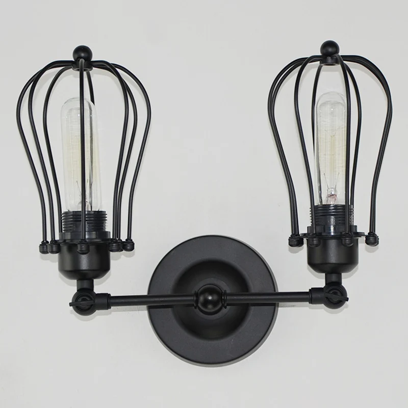 Vintage dubbele ijdelheid verlichting industriële stijl wandlamp voor slaapkamer badkamer Clearhalo