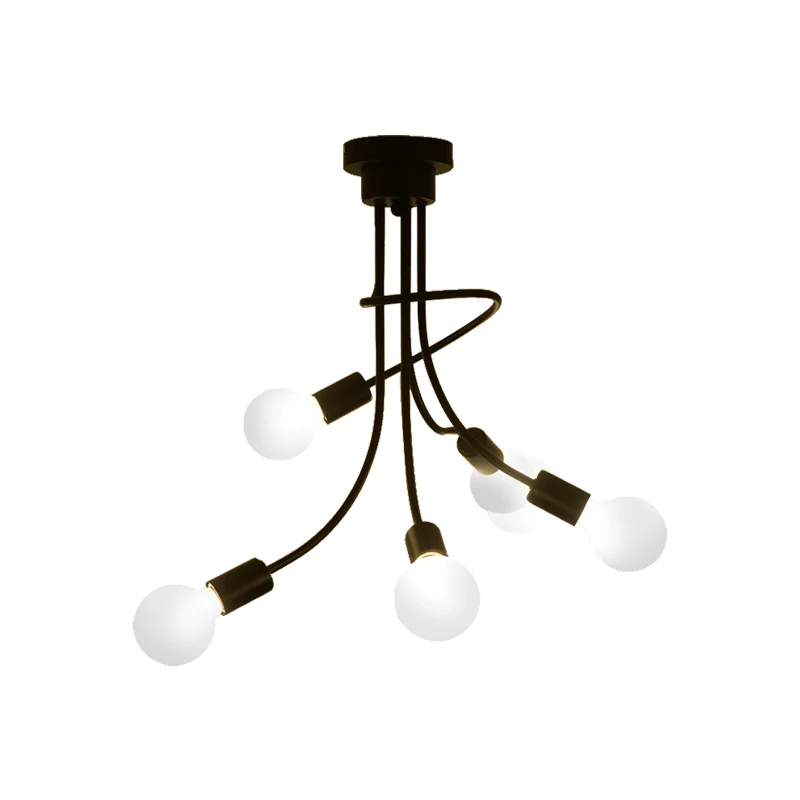 Vintage kale lamp plafondlamp 1 kop metallic semi-inbouwlamp met gebogen arm zwart/goud voor slaapkamer Clearhalo