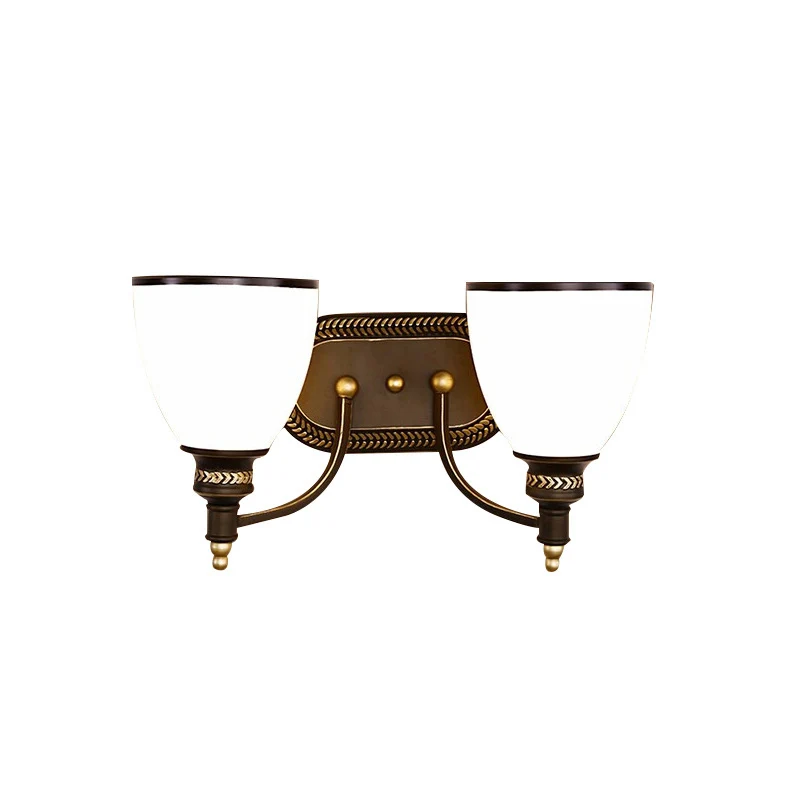 Vintage klokvormige wandlamp 2 koppen opaline glazen schansverlichting bruin voor gang Clearhalo