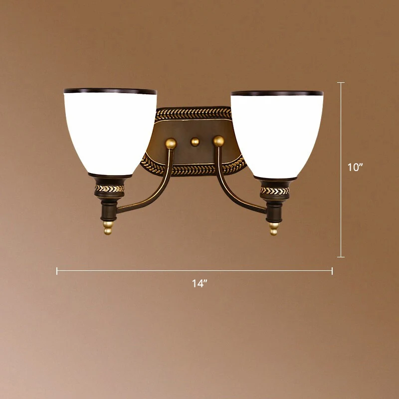 Vintage klokvormige wandlamp 2 koppen opaline glazen schansverlichting bruin voor gang Clearhalo