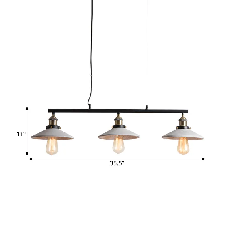 Vintage schotel eiland hanglamp 3-koppige cement plafond hanglamp grijs boven tafel Clearhalo
