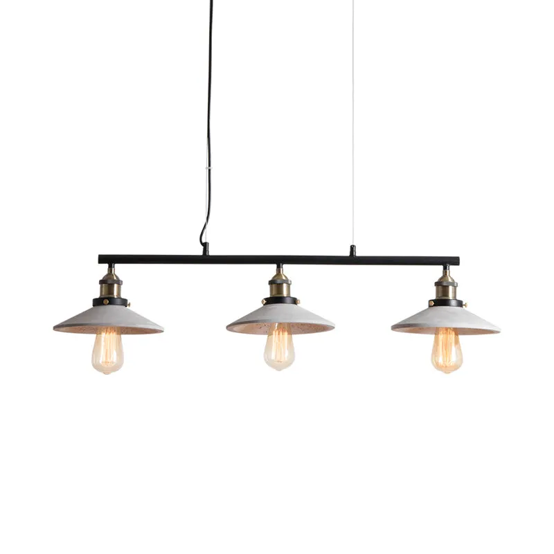 Vintage schotel eiland hanglamp 3-koppige cement plafond hanglamp grijs boven tafel Clearhalo
