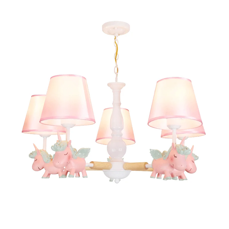 Vliegende eenhoorn slaapkamer kroonluchter lichte hars cartoon hanglamp met stoffen kap Clearhalo