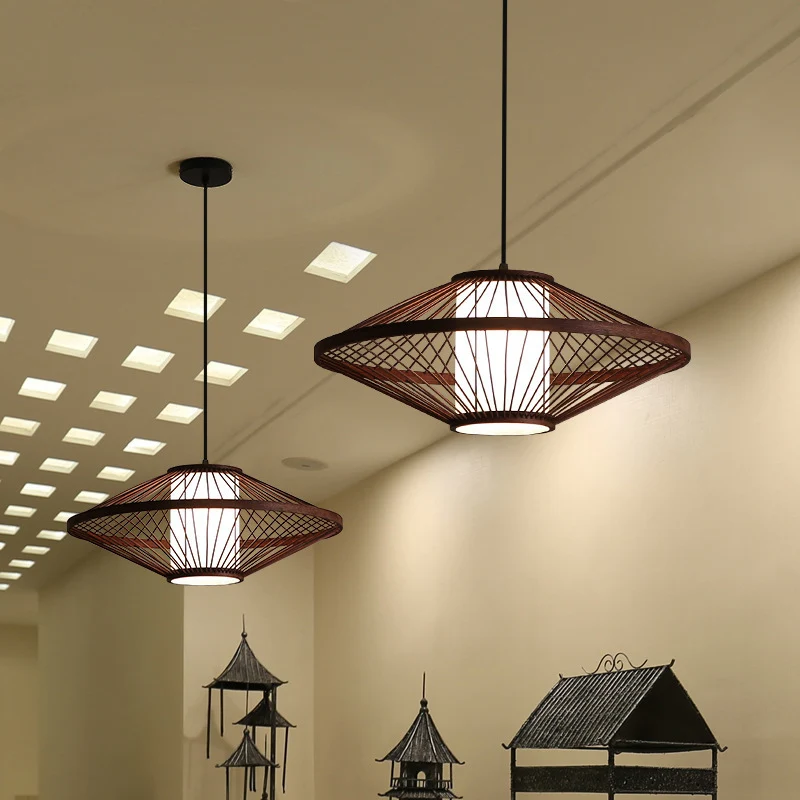 Vliegende Schotel Hanglamp Chinees Bamboe 1 Licht Restaurant Ophanghanger Clearhalo
