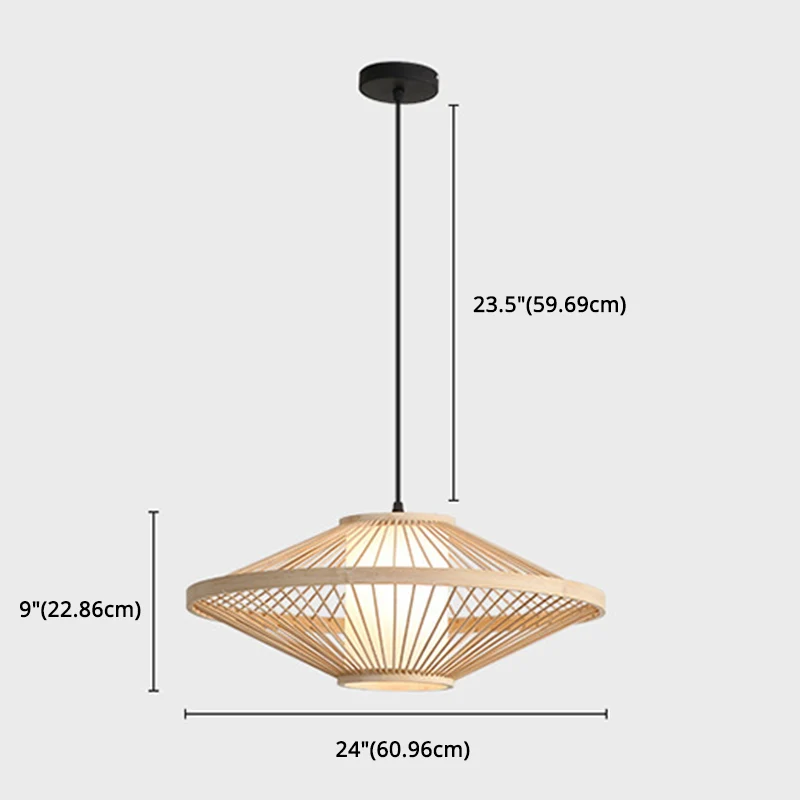 Vliegende Schotel Hanglamp Chinees Bamboe 1 Licht Restaurant Ophanghanger Clearhalo
