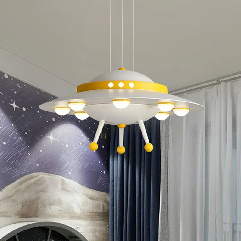 Vliegende schotel kinderkamer kroonluchter hanglamp acryl cartoon LED-plafondlamp Clearhalo