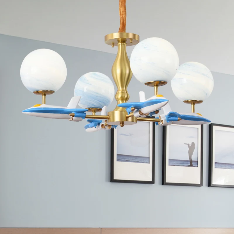 Vliegtuig Kid Slaapkamer Hanglampen Metalen Cartoon Hangende Hanglampen Clearhalo