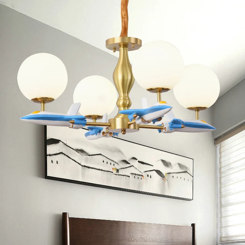 Vliegtuig Kid Slaapkamer Hanglampen Metalen Cartoon Hangende Hanglampen Clearhalo