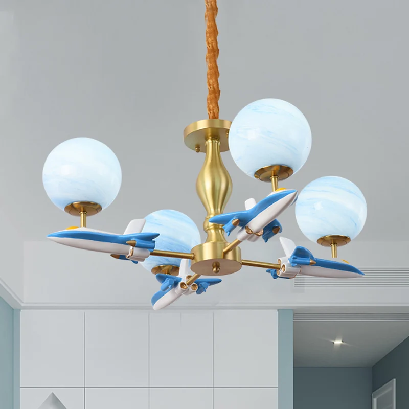 Vliegtuig Kid Slaapkamer Hanglampen Metalen Cartoon Hangende Hanglampen Clearhalo