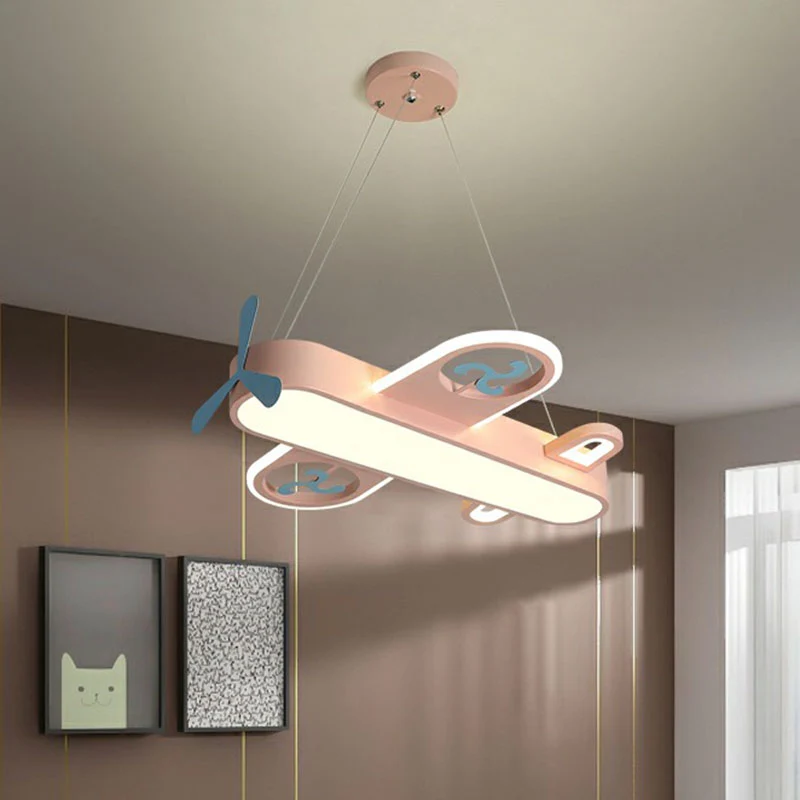 Vliegtuigvorm kinderkamer kroonluchterlamp acryl hedendaagse LED hangende verlichting Clearhalo