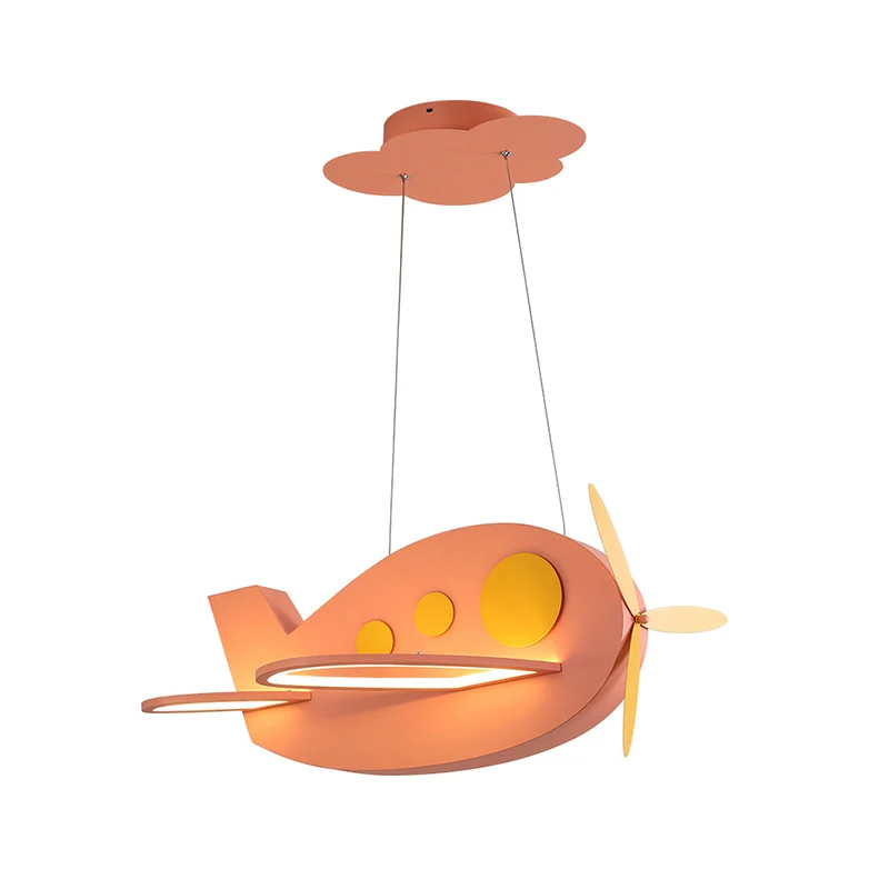 Vliegtuigvormige babykamerkroonluchter Metallic LED Cartoon plafondhanglamp Clearhalo