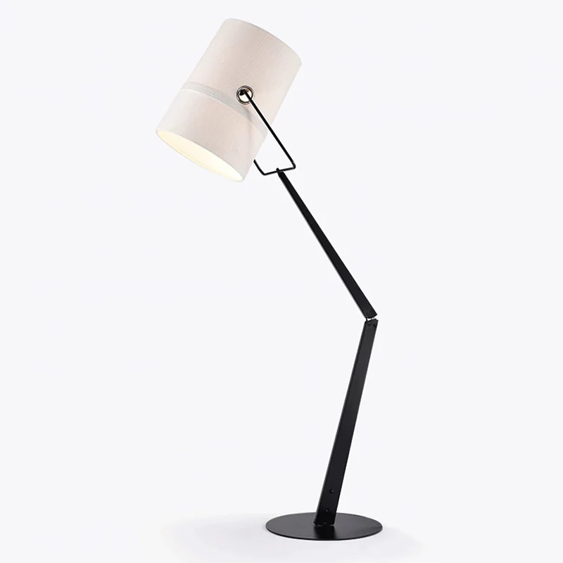 Vloerlamp met witte ton, creatieve industriële stof, verstelbare staande lamp voor een slaapkamer Clearhalo