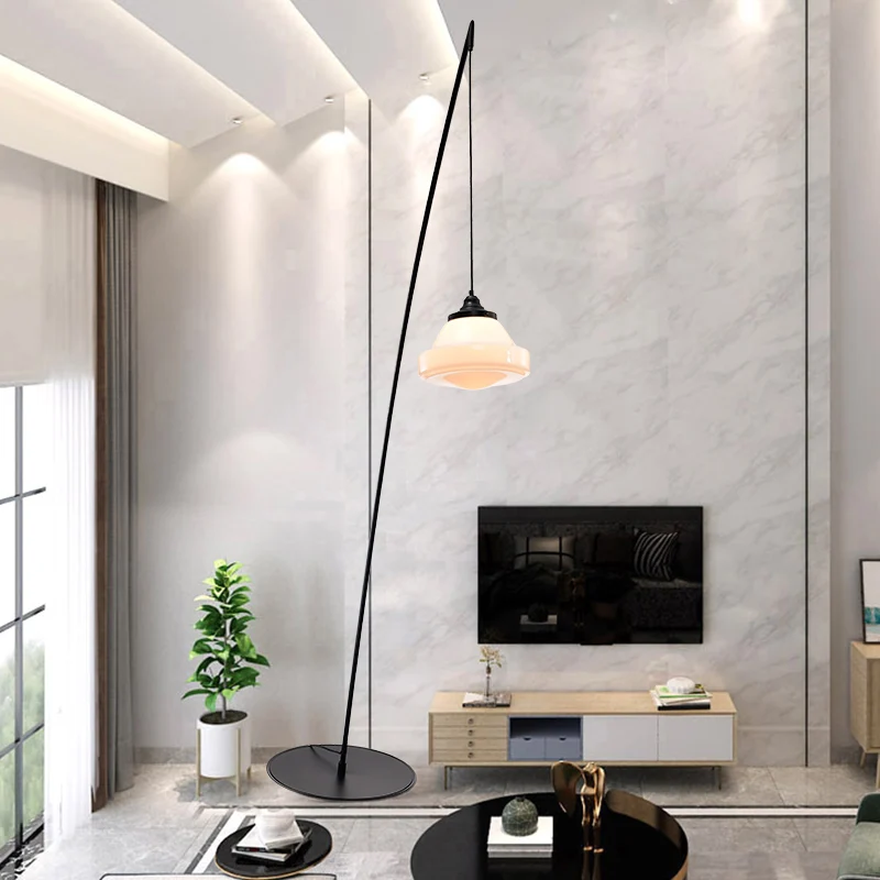 Vloerlamp Simplicity Metaal LED staande vloerlamp met bungelende kap Clearhalo