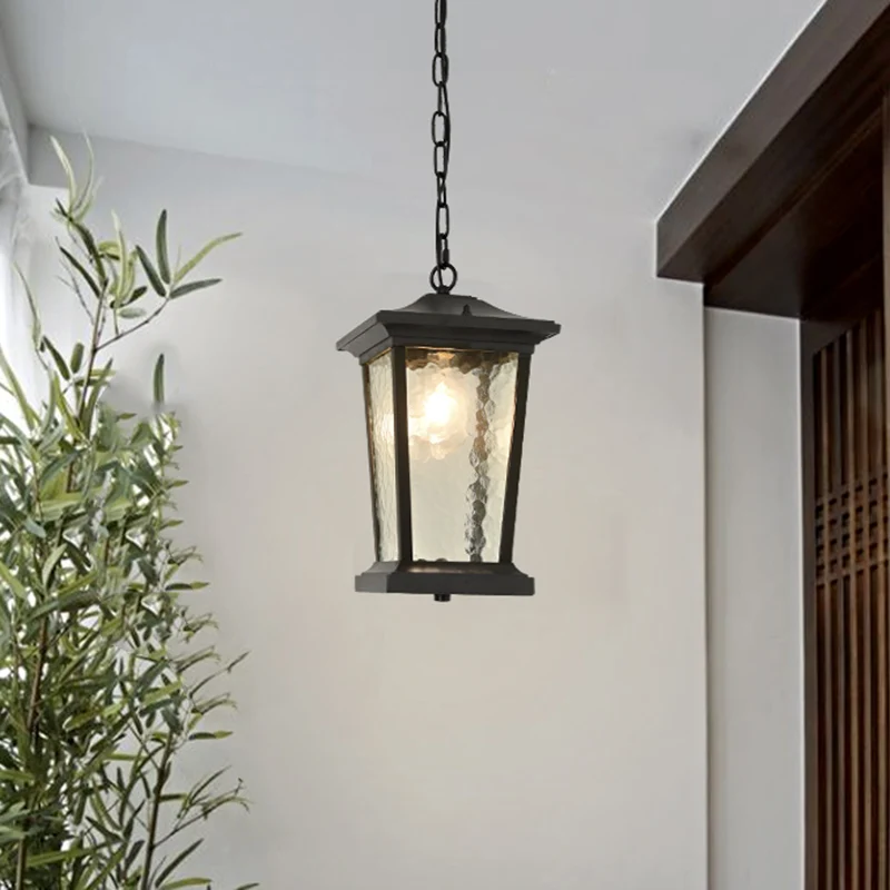 Vogelkooi-plafondlamp met één kop, plattelandszwart waterglas, neerwaartse verlichtingshanger Clearhalo