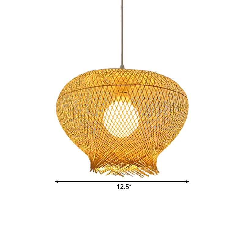Vogelnest Bamboe Hanglamp Rustiek 1 Lichtbeige Hanglamp voor Restaurant Eetkamer Clearhalo