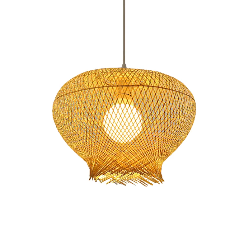 Vogelnest Bamboe Hanglamp Rustiek 1 Lichtbeige Hanglamp voor Restaurant Eetkamer Clearhalo