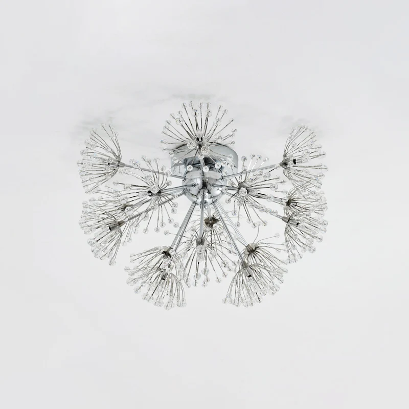 Vuurwerk Eetkamer Plafondgemonteerd licht Eenvoudig helder kristal Kraal 9/15-lamps Chrome Inbouwverlichting Clearhalo