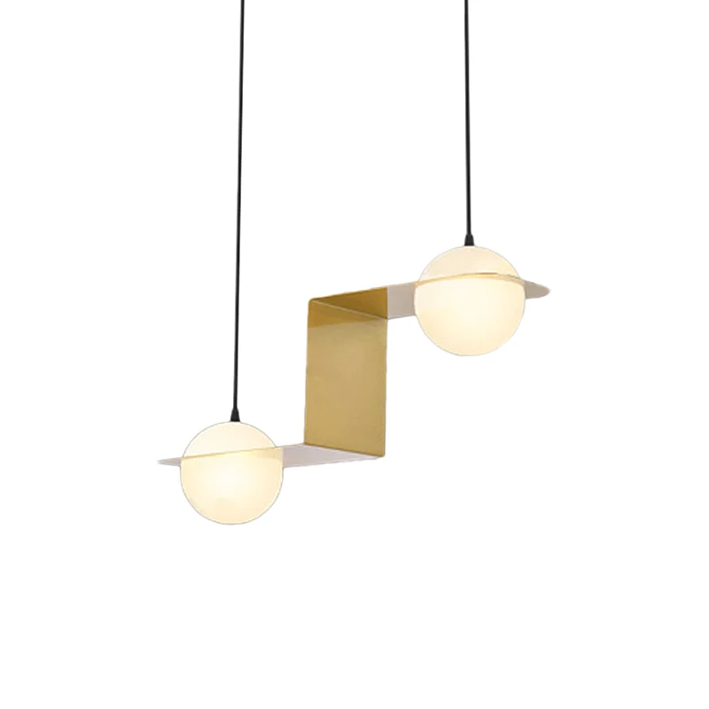V/Z/Horizontale Kroonluchter Hanger Postmodern Mat Wit Bal Glas 2/3/4 Hoofden Goud Hangend Plafondlamp Clearhalo