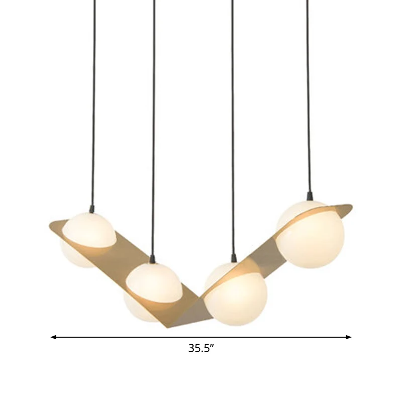 V/Z/Horizontale Kroonluchter Hanger Postmodern Mat Wit Bal Glas 2/3/4 Hoofden Goud Hangend Plafondlamp Clearhalo